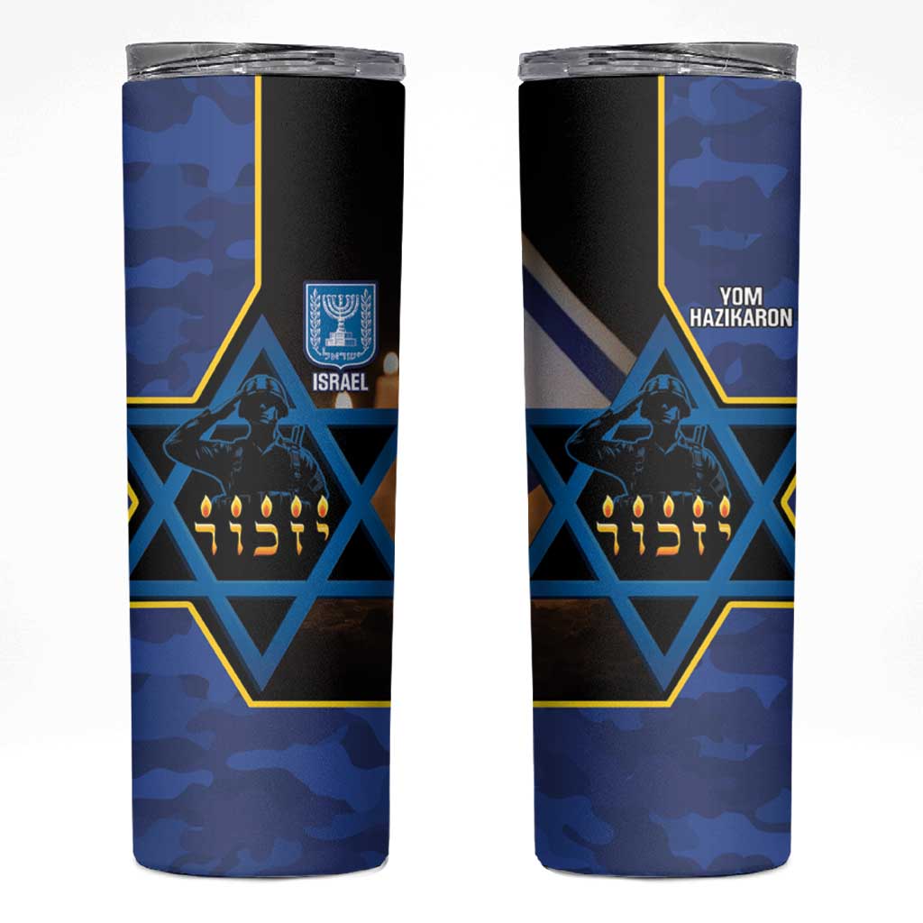 Yom HaZikaron Israel Skinny Tumbler We Will Always Remember Camouflage Style