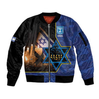 Yom HaZikaron Israel Sleeve Zip Bomber Jacket We Will Always Remember Camouflage Style