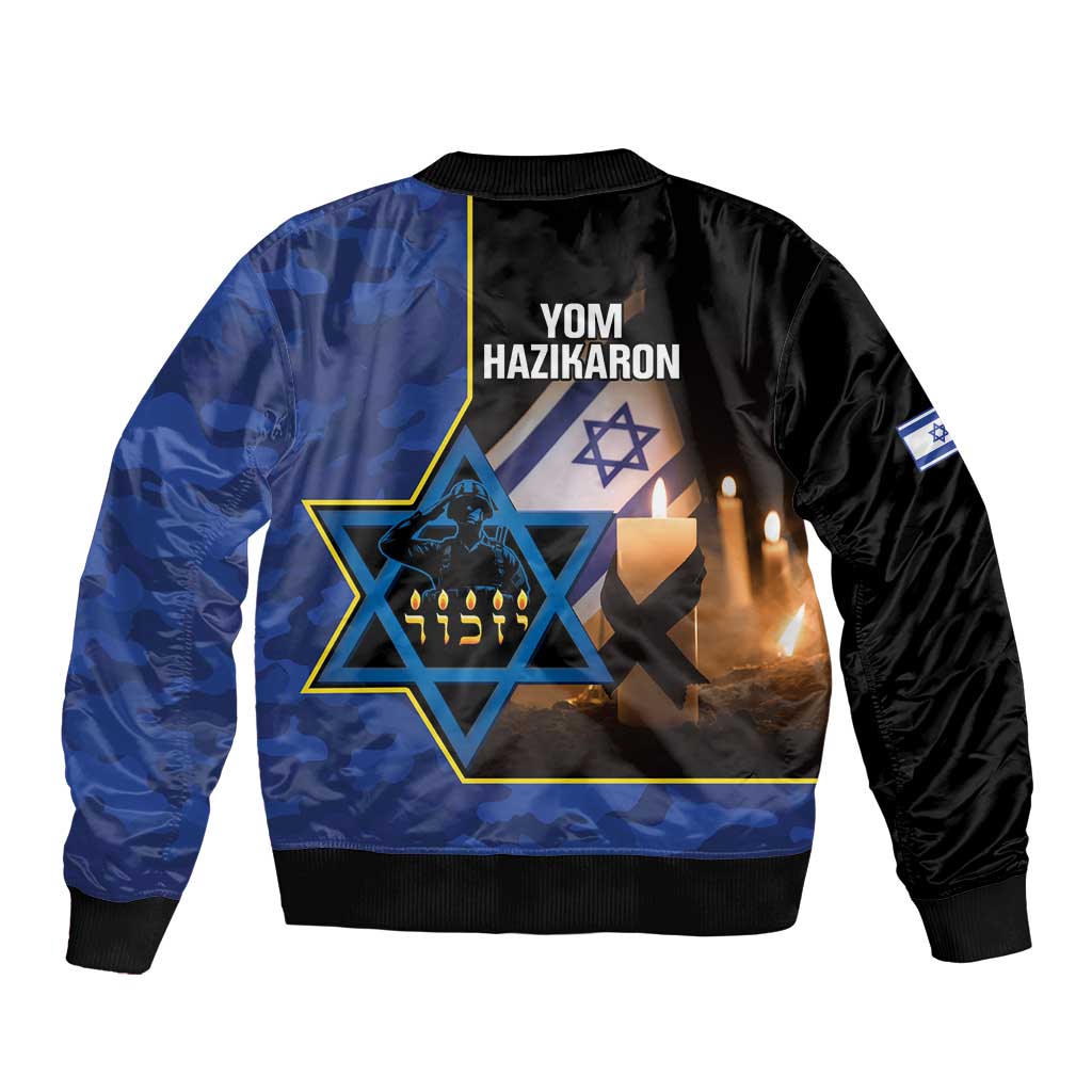 Yom HaZikaron Israel Sleeve Zip Bomber Jacket We Will Always Remember Camouflage Style