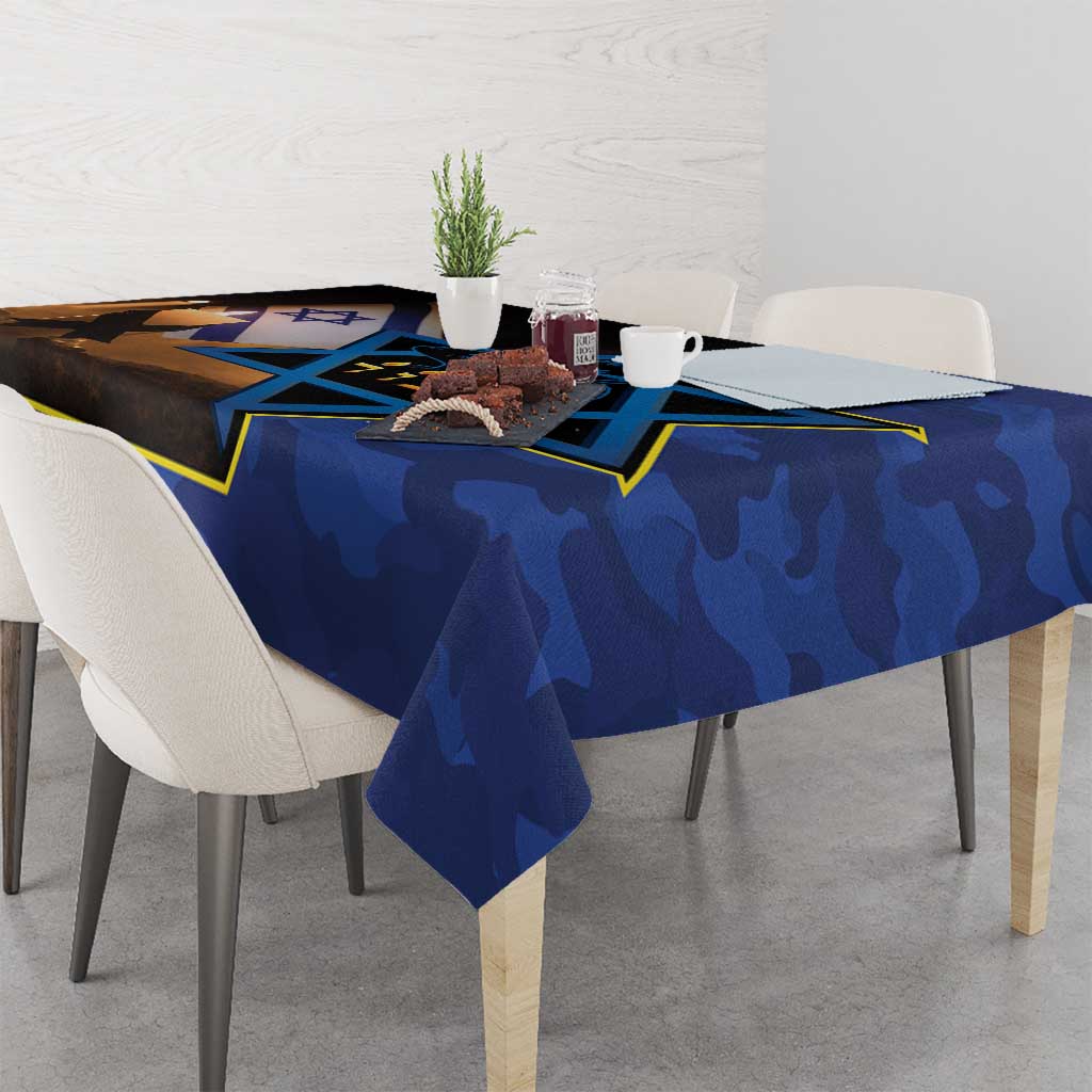 Yom HaZikaron Israel Tablecloth We Will Always Remember Camouflage Style