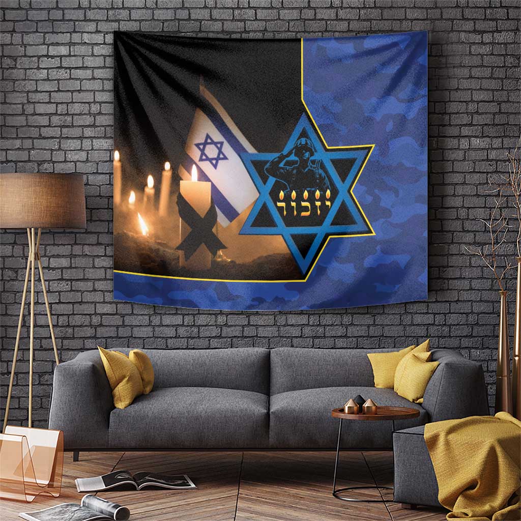 Yom HaZikaron Israel Tapestry We Will Always Remember Camouflage Style