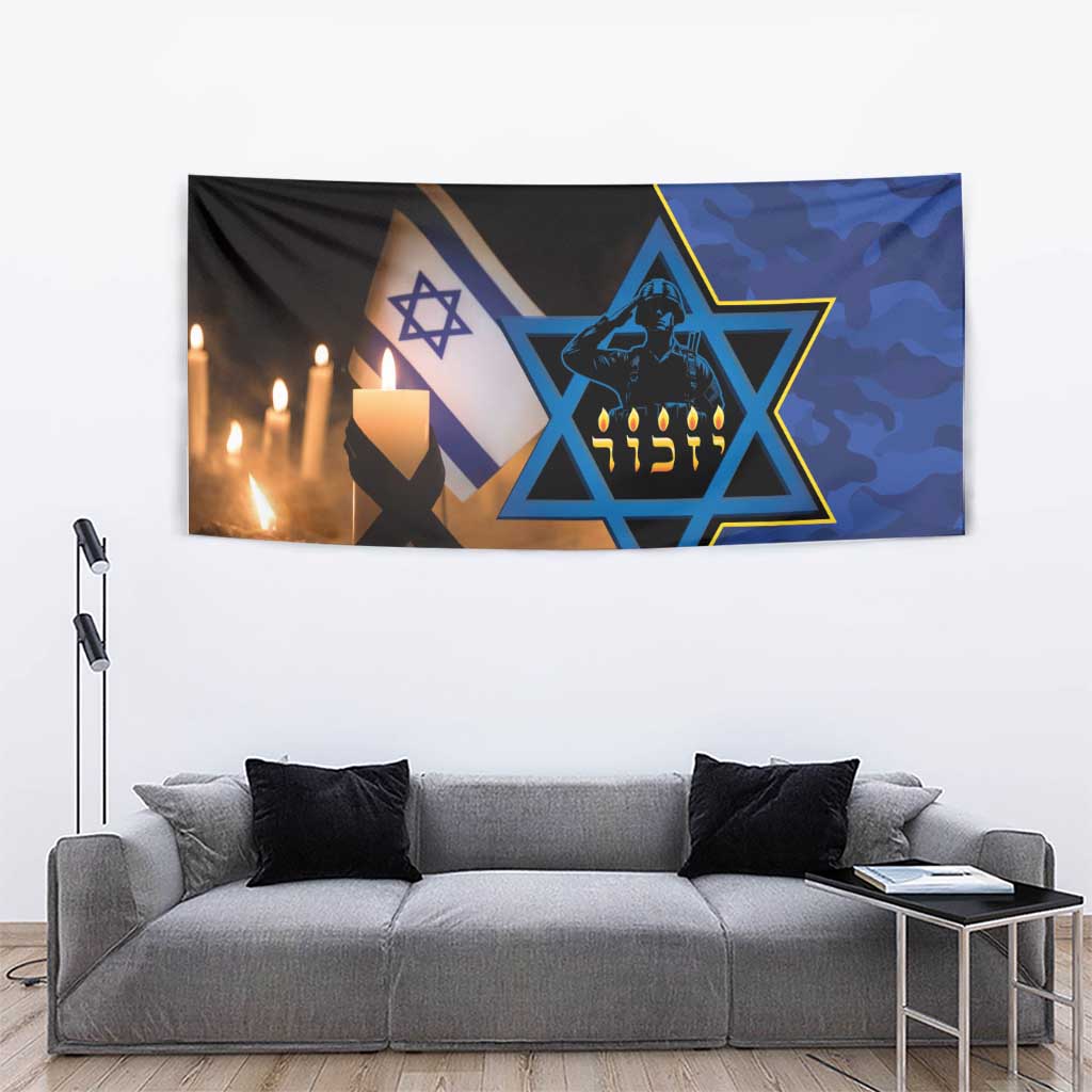 Yom HaZikaron Israel Tapestry We Will Always Remember Camouflage Style