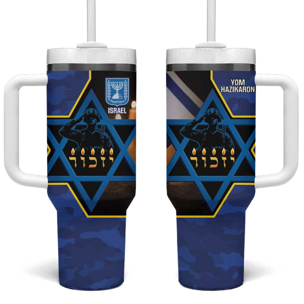Yom HaZikaron Israel Tumbler With Handle We Will Always Remember Camouflage Style