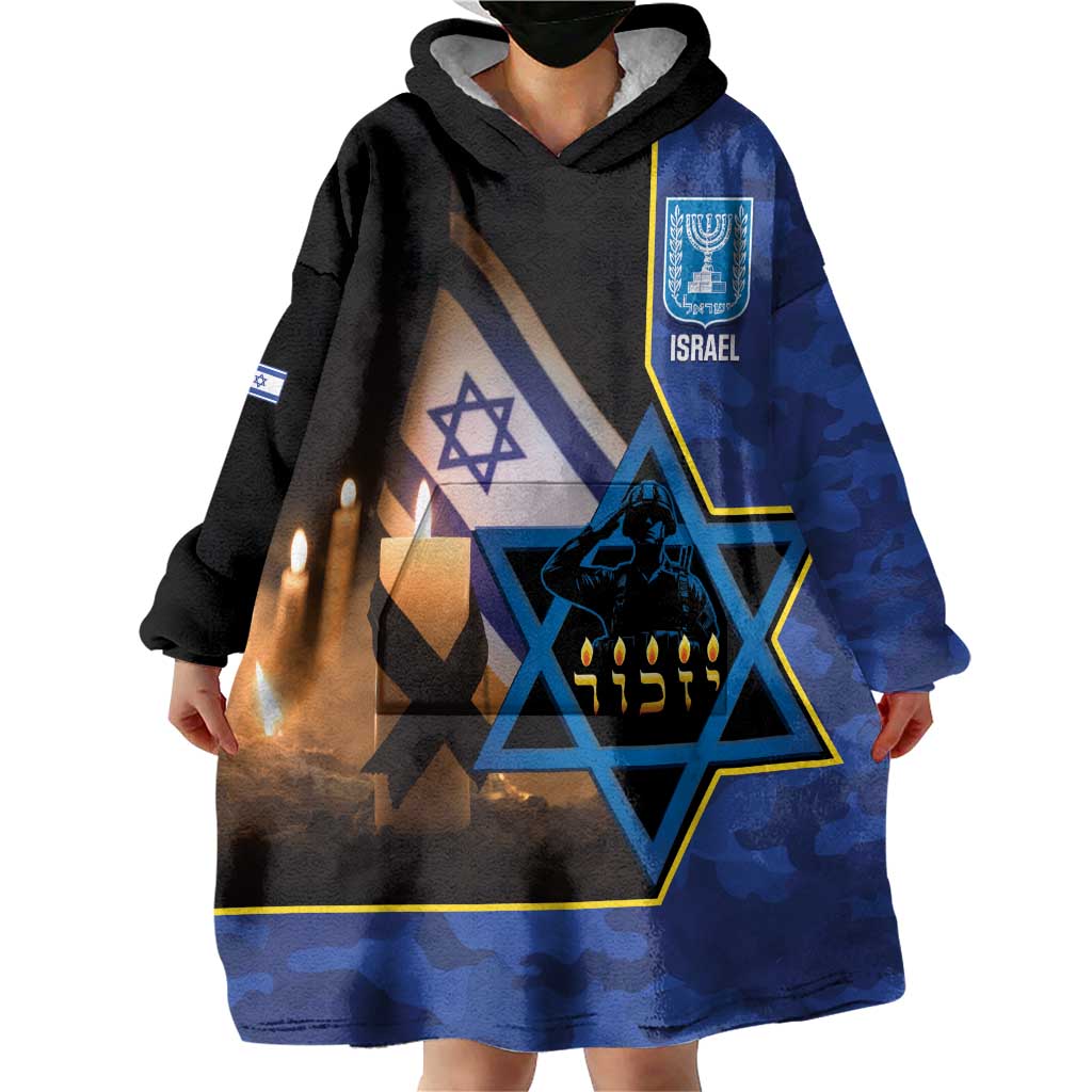 Yom HaZikaron Israel Wearable Blanket Hoodie We Will Always Remember Camouflage Style