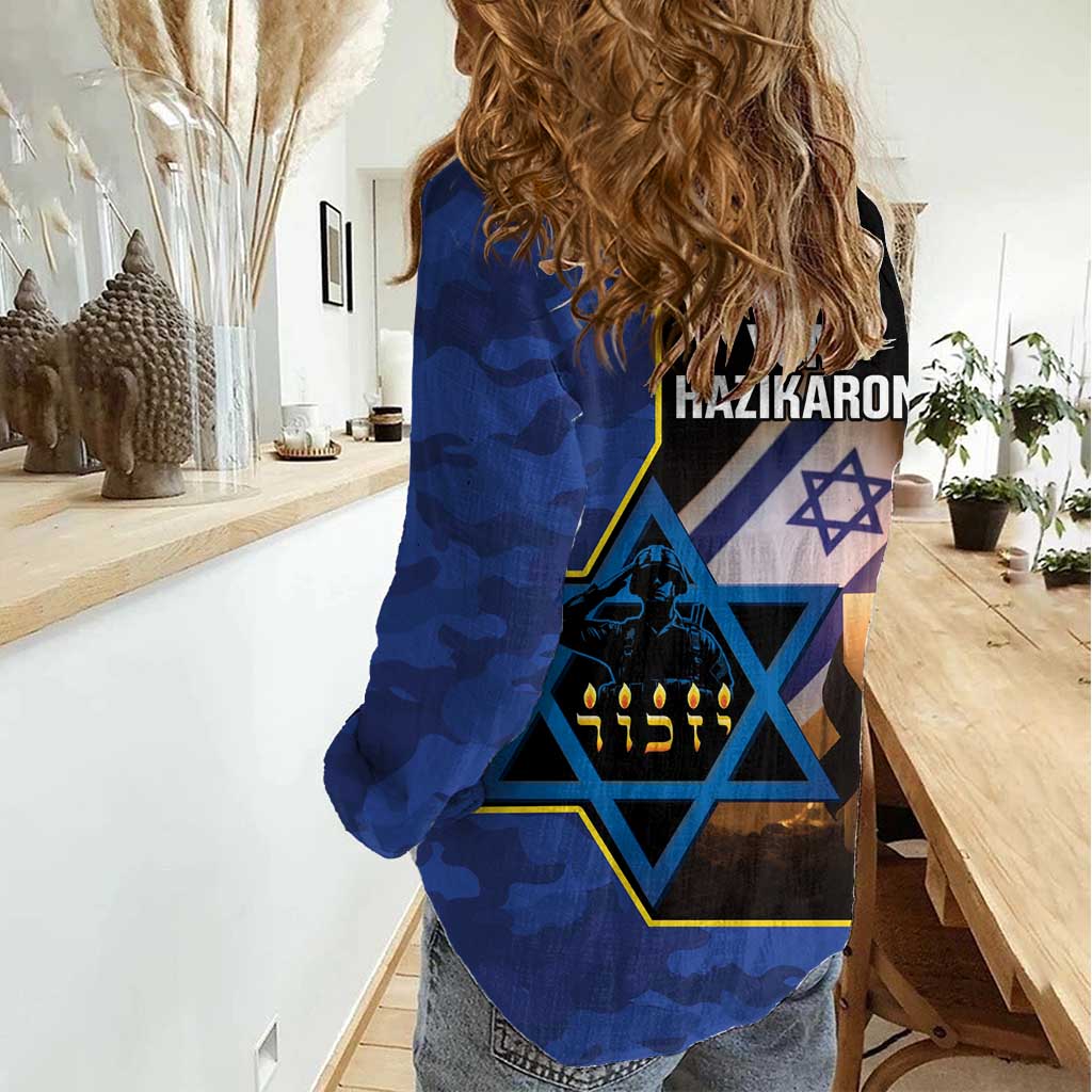 Yom HaZikaron Israel Women Casual Shirt We Will Always Remember Camouflage Style