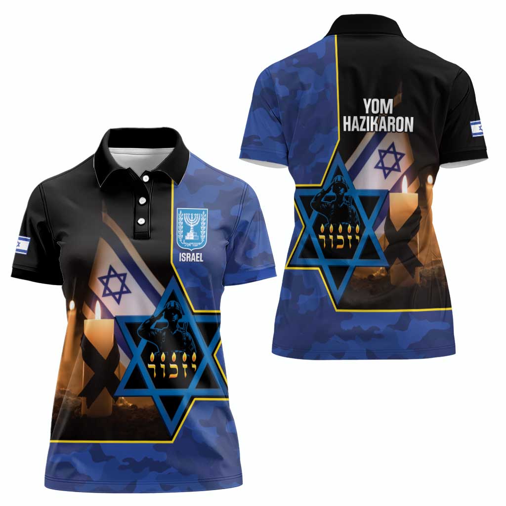 Yom HaZikaron Israel Women Polo Shirt We Will Always Remember Camouflage Style