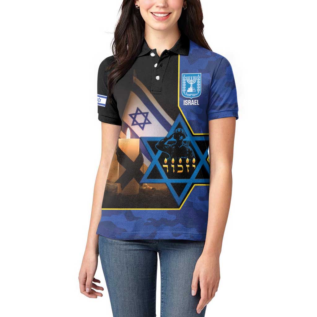 Yom HaZikaron Israel Women Polo Shirt We Will Always Remember Camouflage Style