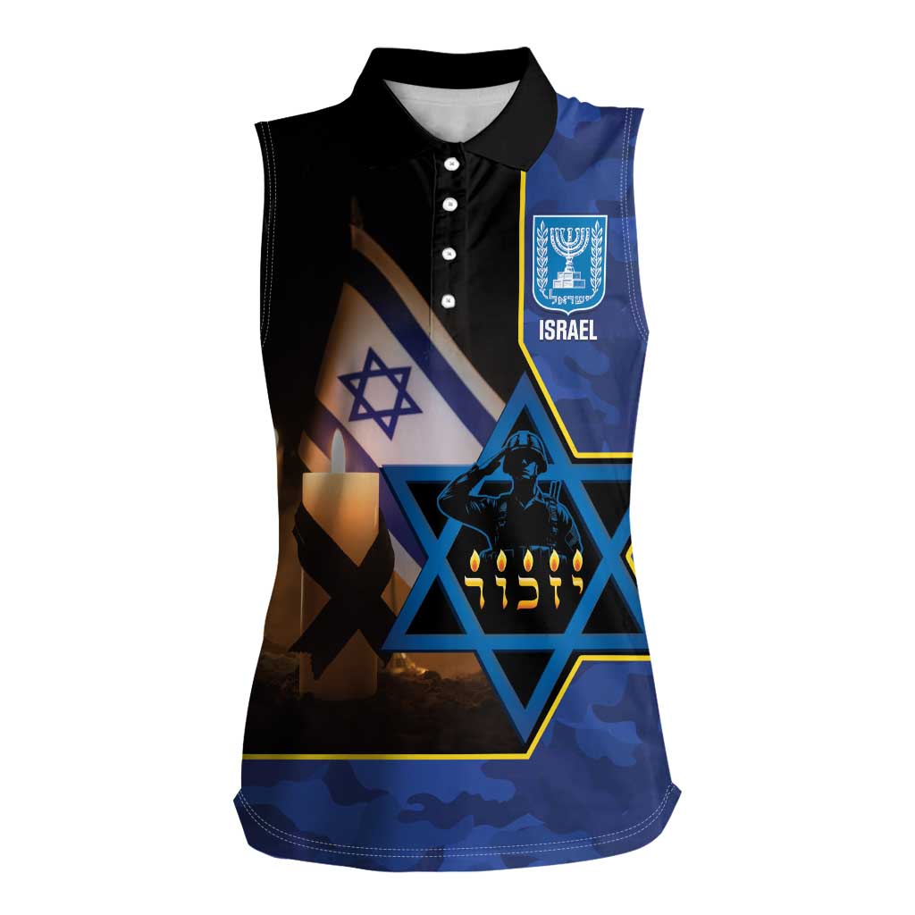 Yom HaZikaron Israel Women Sleeveless Polo Shirt We Will Always Remember Camouflage Style