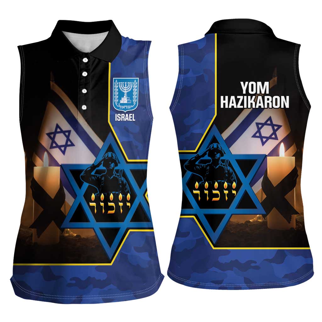 Yom HaZikaron Israel Women Sleeveless Polo Shirt We Will Always Remember Camouflage Style