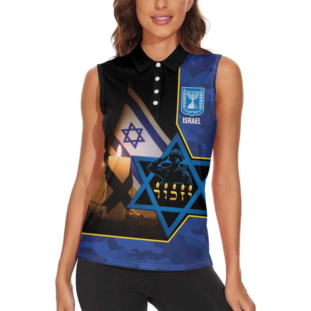 Yom HaZikaron Israel Women Sleeveless Polo Shirt We Will Always Remember Camouflage Style