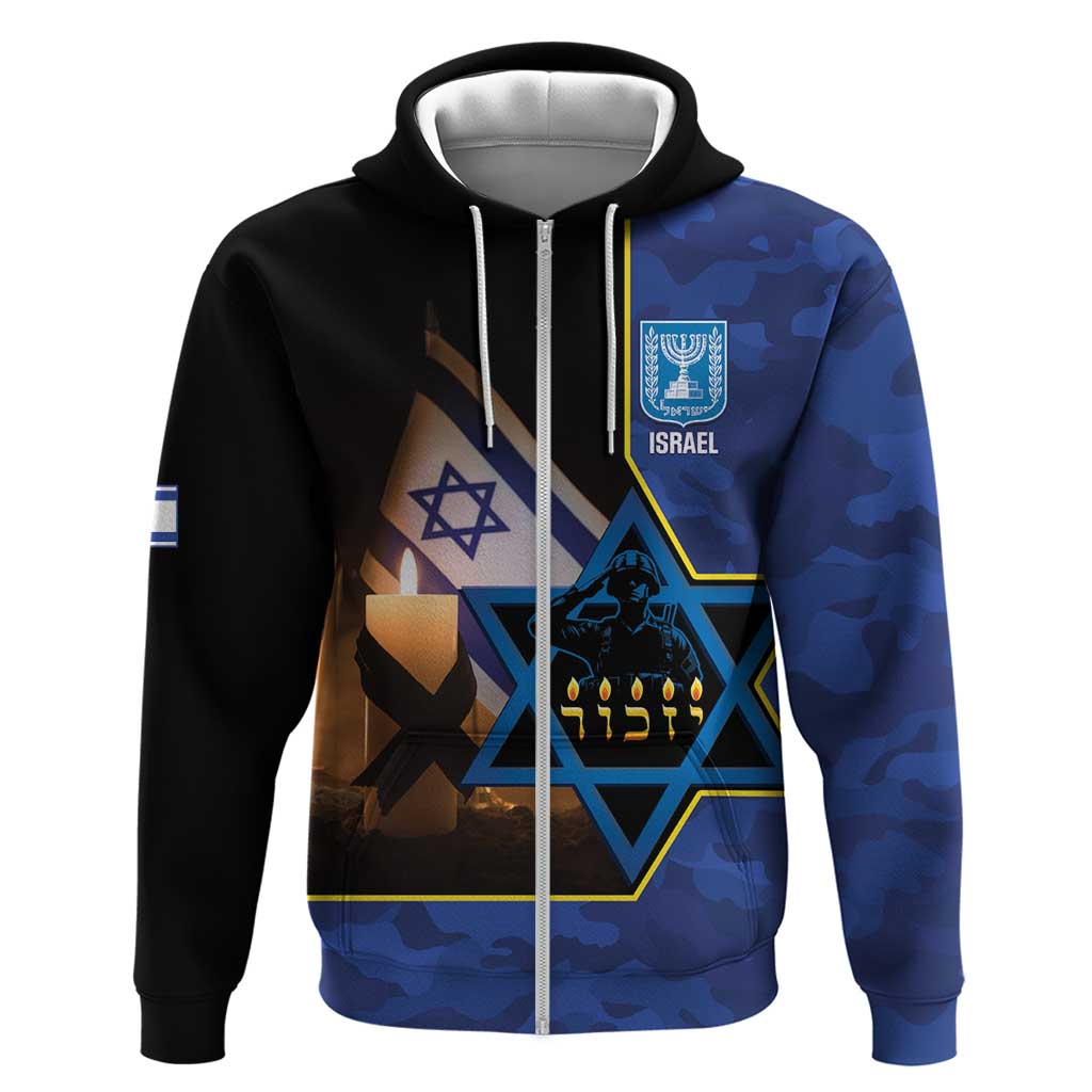 Yom HaZikaron Israel Zip Hoodie We Will Always Remember Camouflage Style