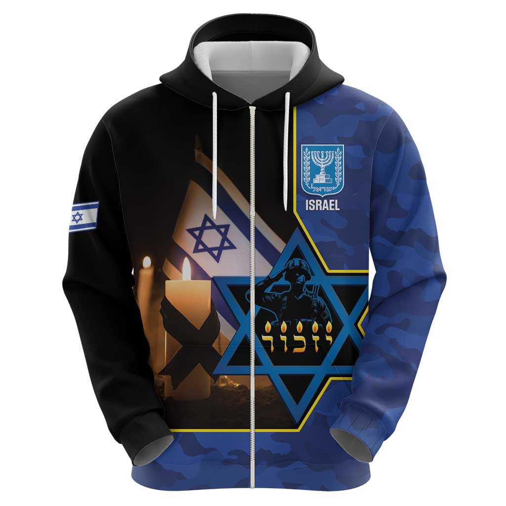 Yom HaZikaron Israel Zip Hoodie We Will Always Remember Camouflage Style