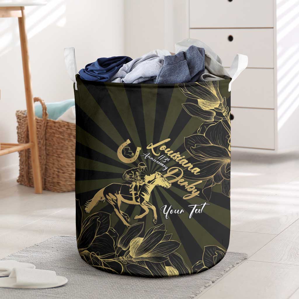 Personalized Louisiana Horse Racing Laundry Basket 113th Anniversary Magnolia Blossom