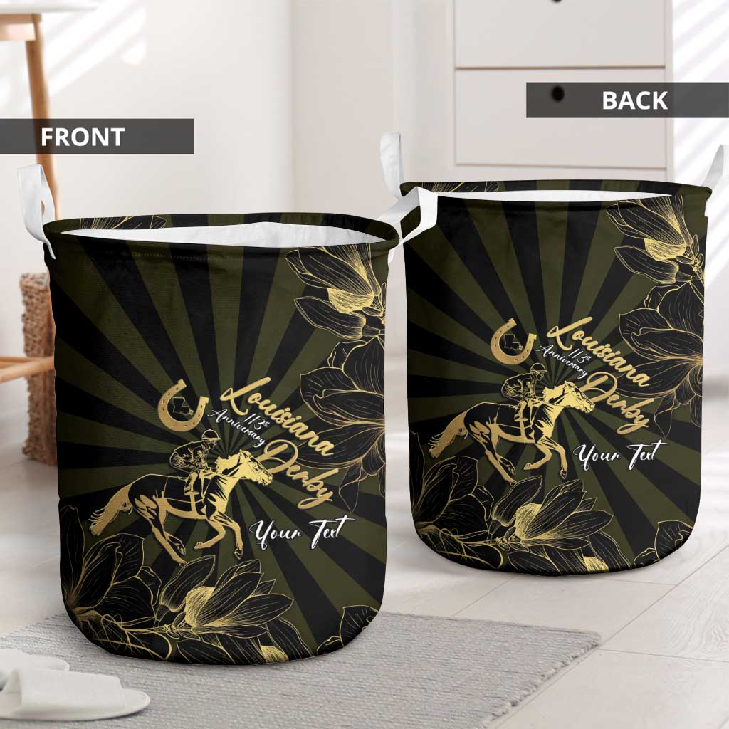Personalized Louisiana Horse Racing Laundry Basket 113th Anniversary Magnolia Blossom