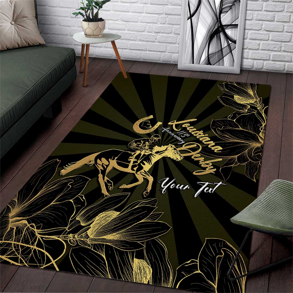 Personalized Louisiana Horse Racing Area Rug 113th Anniversary Magnolia Blossom