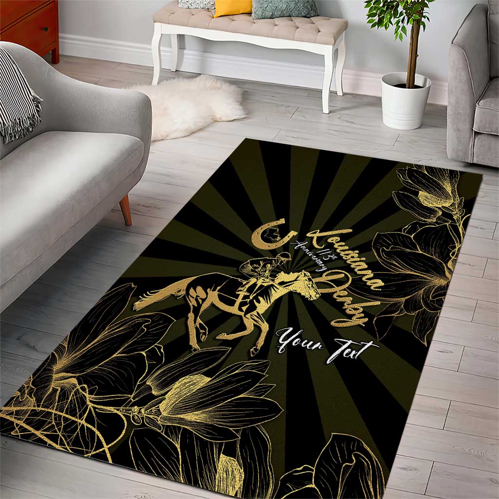 Personalized Louisiana Horse Racing Area Rug 113th Anniversary Magnolia Blossom