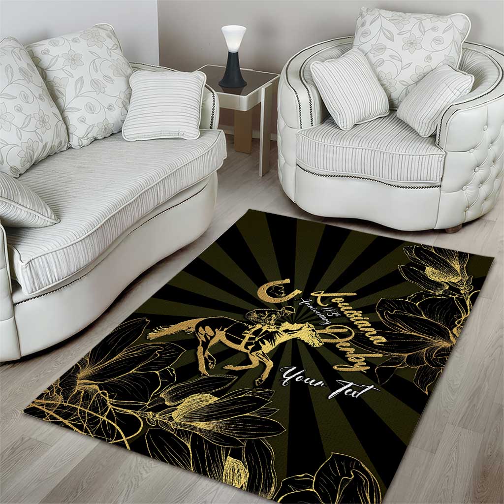 Personalized Louisiana Horse Racing Area Rug 113th Anniversary Magnolia Blossom