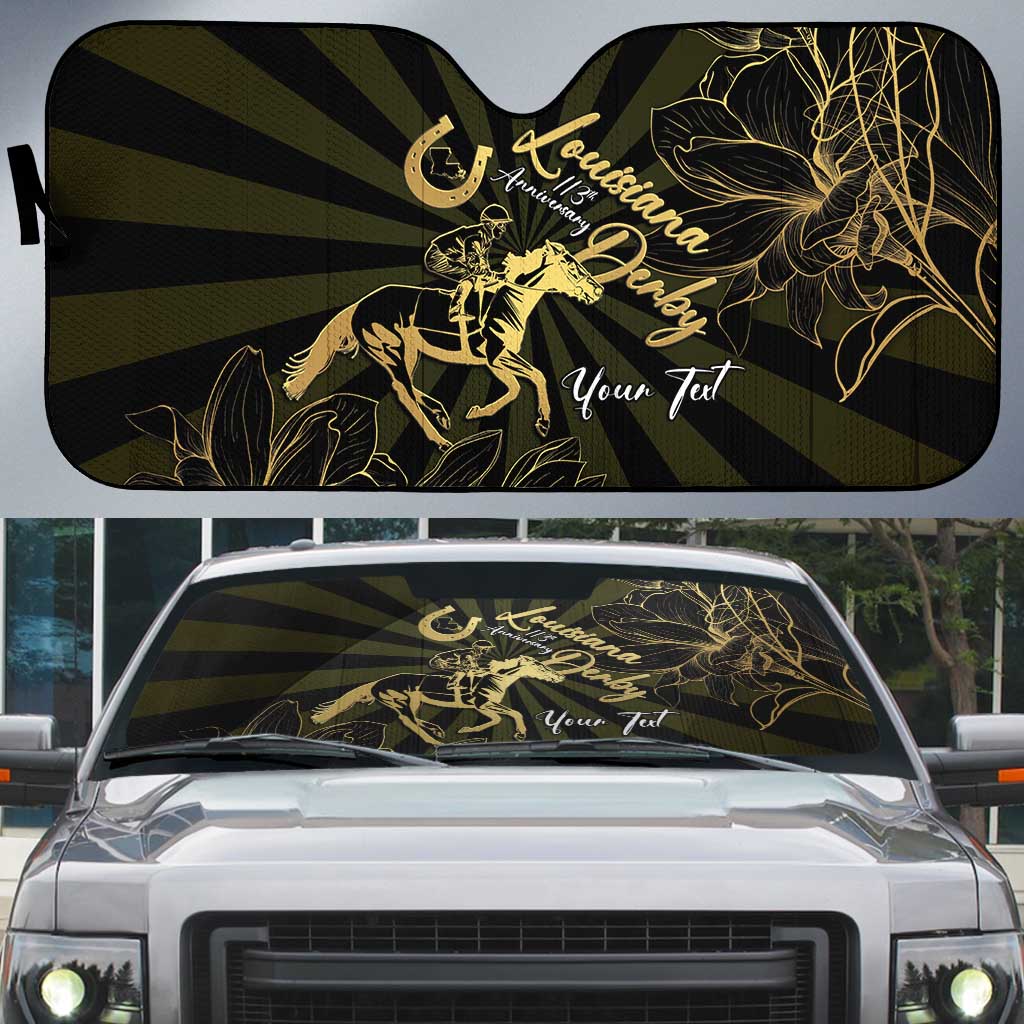 Personalized Louisiana Horse Racing Auto Sun Shade 113th Anniversary Magnolia Blossom