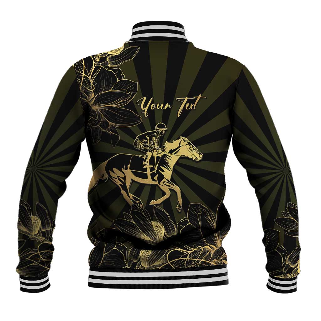 Personalized Louisiana Horse Racing Baseball Jacket 113th Anniversary Magnolia Blossom