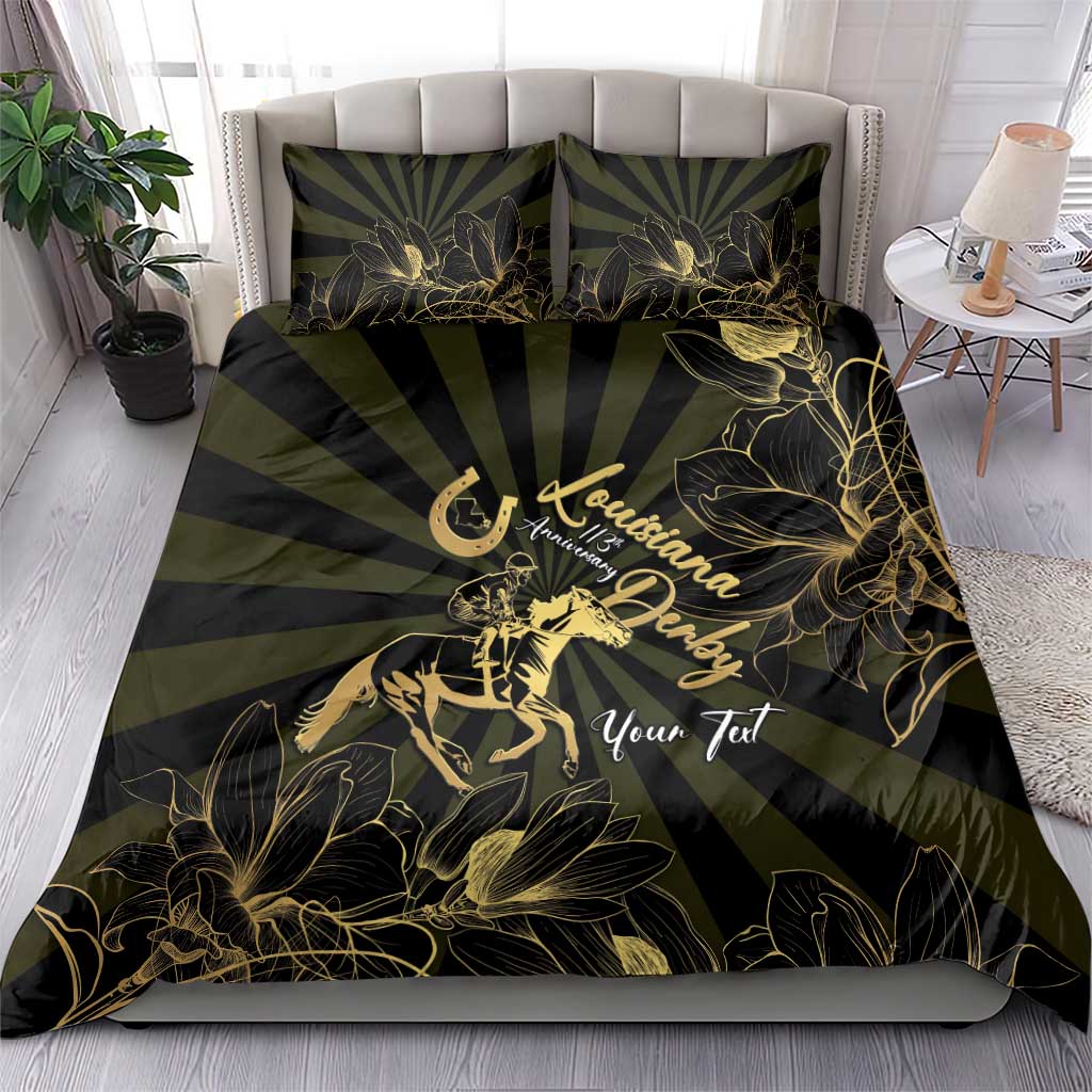 Personalized Louisiana Horse Racing Bedding Set 113th Anniversary Magnolia Blossom