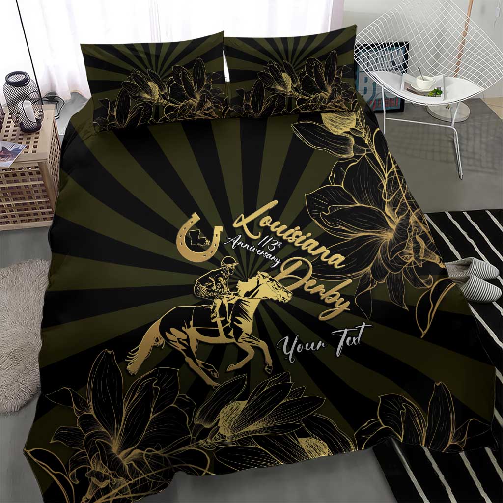Personalized Louisiana Horse Racing Bedding Set 113th Anniversary Magnolia Blossom
