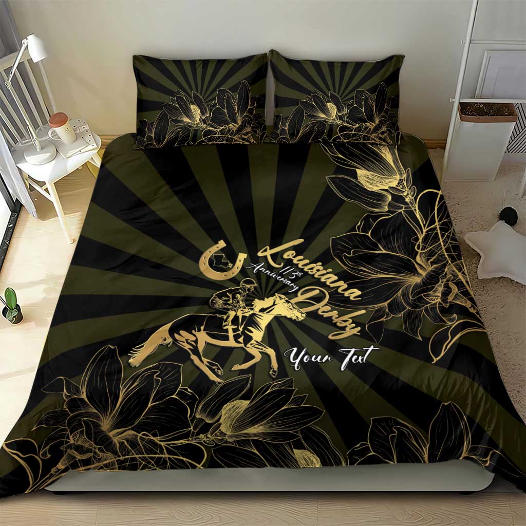 Personalized Louisiana Horse Racing Bedding Set 113th Anniversary Magnolia Blossom