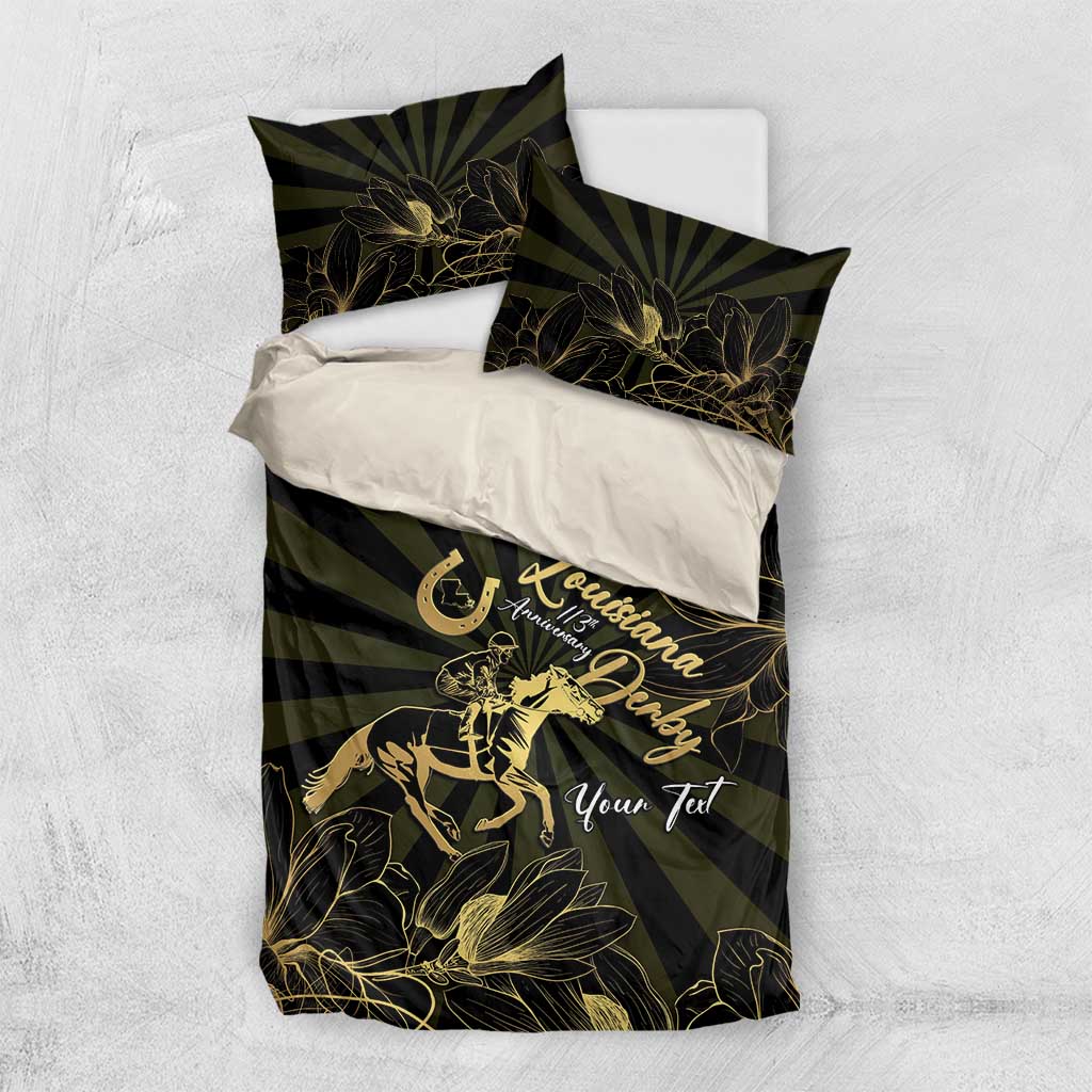 Personalized Louisiana Horse Racing Bedding Set 113th Anniversary Magnolia Blossom