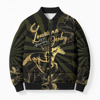 Personalized Louisiana Horse Racing Bomber Puffer Jacket 113th Anniversary Magnolia Blossom