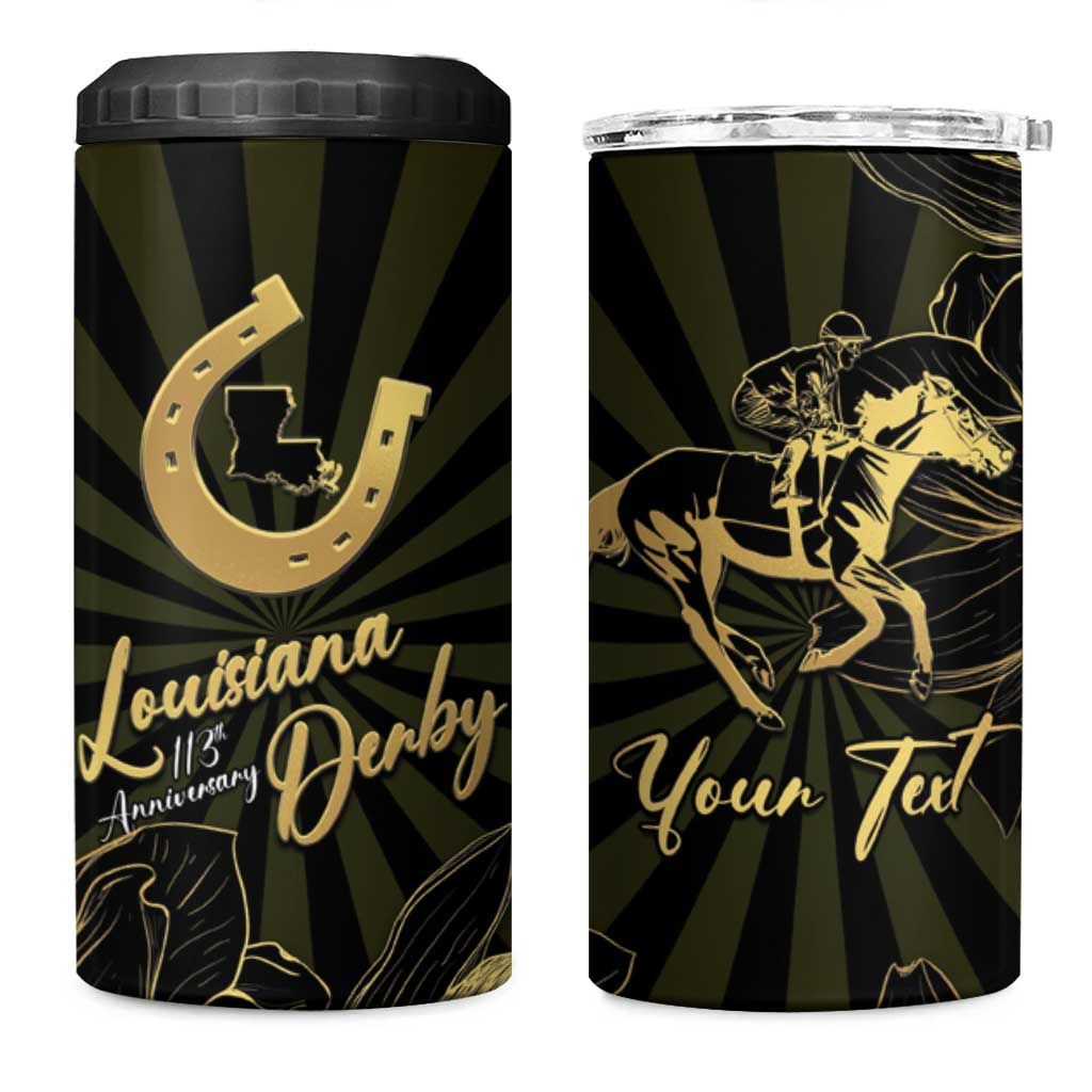 Personalized Louisiana Horse Racing 4 in 1 Can Cooler Tumbler 113th Anniversary Magnolia Blossom