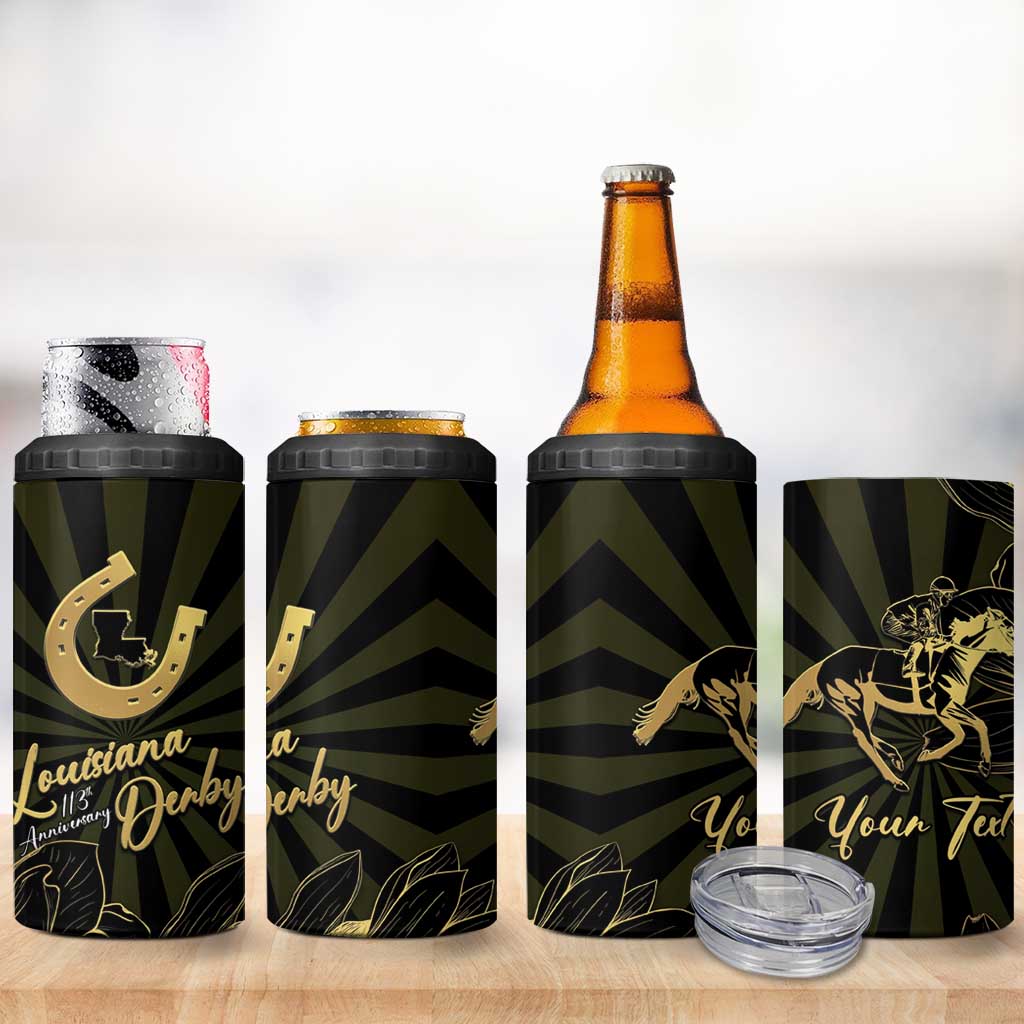 Personalized Louisiana Horse Racing 4 in 1 Can Cooler Tumbler 113th Anniversary Magnolia Blossom