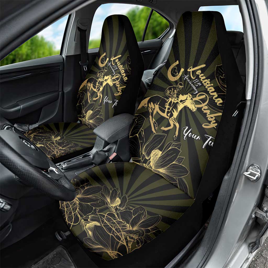 Personalized Louisiana Horse Racing Car Seat Cover 113th Anniversary Magnolia Blossom