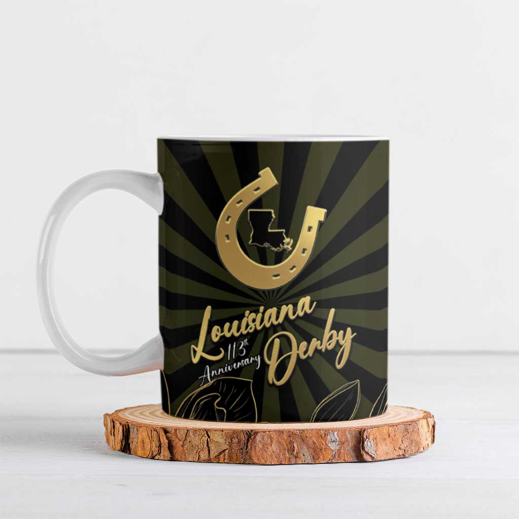Personalized Louisiana Horse Racing Ceramic Mug 113th Anniversary Magnolia Blossom