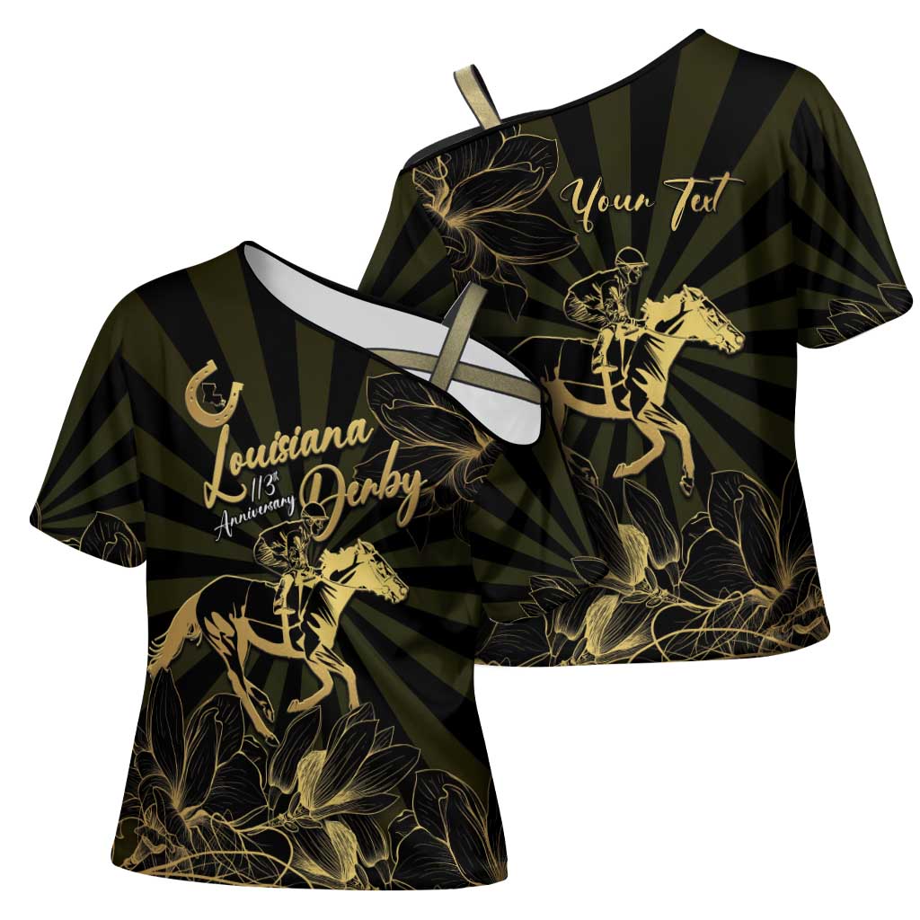 Personalized Louisiana Horse Racing Cross Shoulder Shirt 113th Anniversary Magnolia Blossom