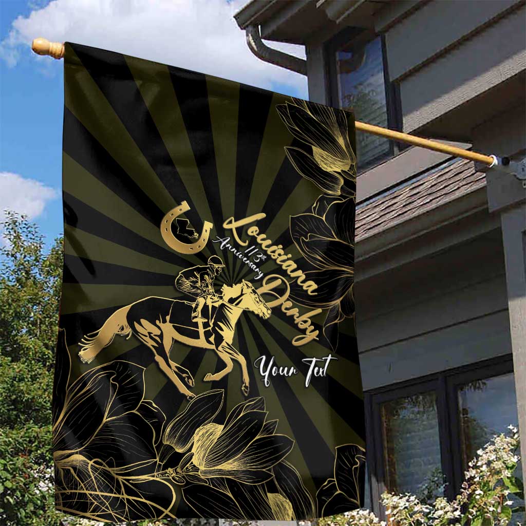 Personalized Louisiana Horse Racing Garden Flag 113th Anniversary Magnolia Blossom