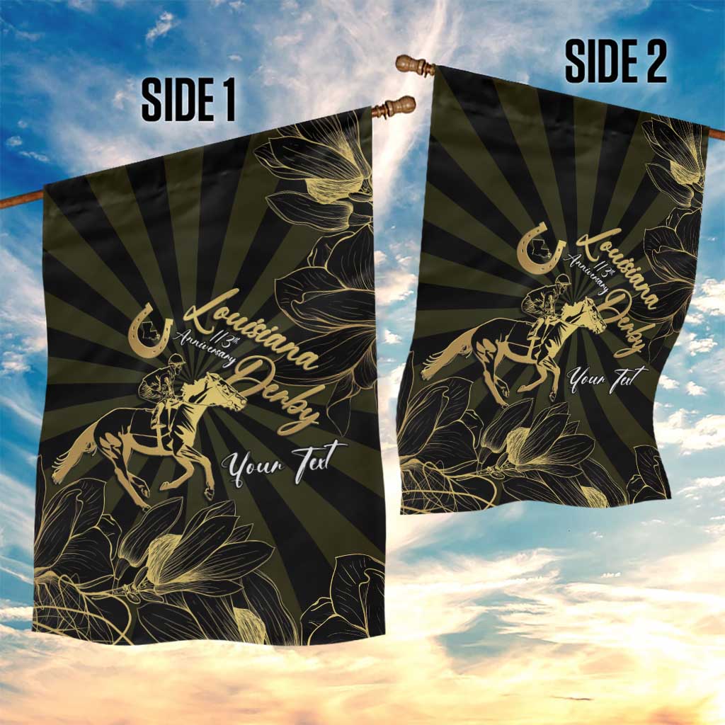 Personalized Louisiana Horse Racing Garden Flag 113th Anniversary Magnolia Blossom