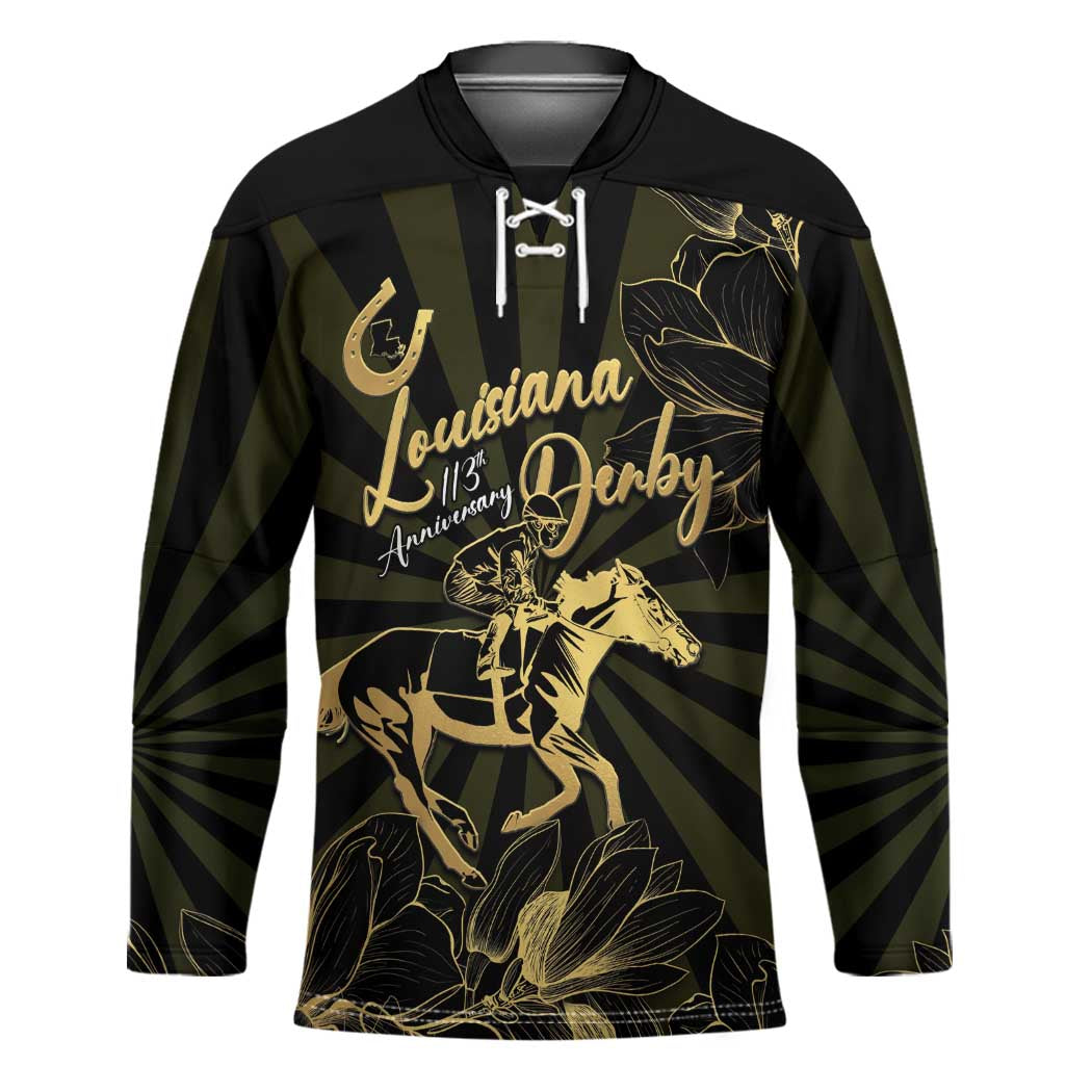 Personalized Louisiana Horse Racing Hockey Jersey 113th Anniversary Magnolia Blossom
