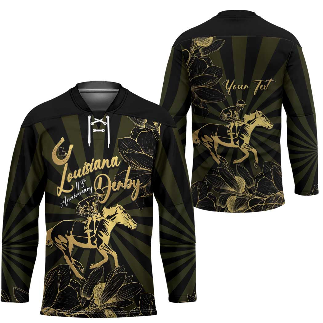 Personalized Louisiana Horse Racing Hockey Jersey 113th Anniversary Magnolia Blossom