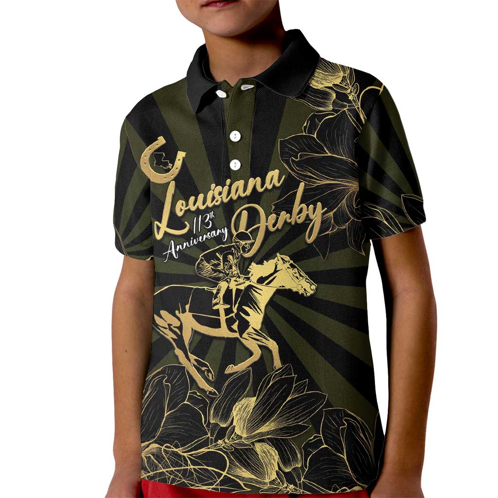 Personalized Louisiana Horse Racing Kid Polo Shirt 113th Anniversary Magnolia Blossom