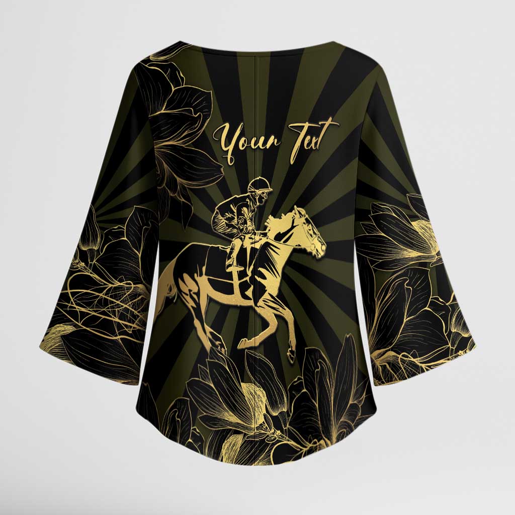 Personalized Louisiana Horse Racing Kimono Sleeve Blouse 113th Anniversary Magnolia Blossom