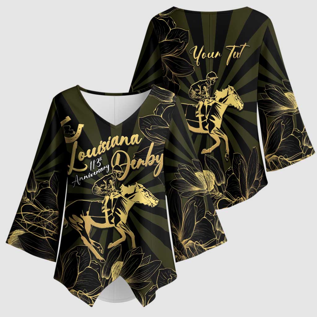Personalized Louisiana Horse Racing Kimono Sleeve Blouse 113th Anniversary Magnolia Blossom