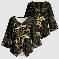 Personalized Louisiana Horse Racing Kimono Sleeve Blouse 113th Anniversary Magnolia Blossom