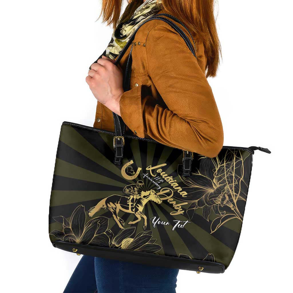 Personalized Louisiana Horse Racing Leather Tote Bag 113th Anniversary Magnolia Blossom