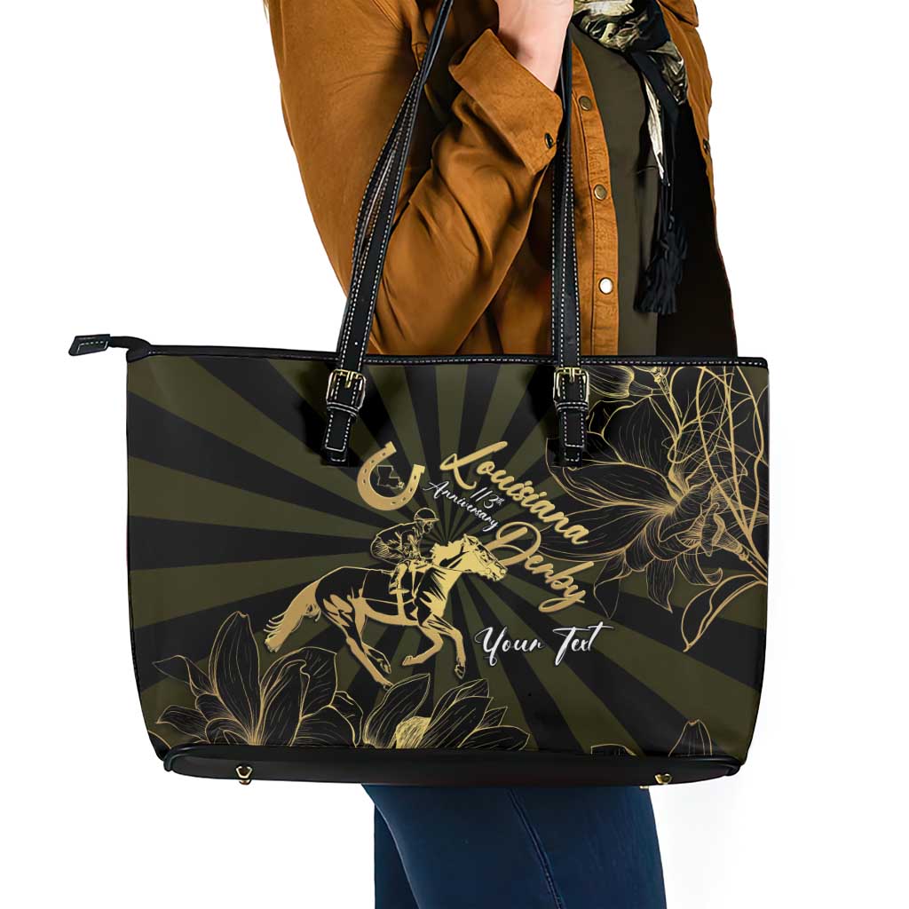 Personalized Louisiana Horse Racing Leather Tote Bag 113th Anniversary Magnolia Blossom