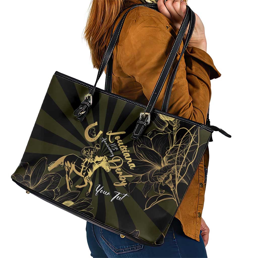 Personalized Louisiana Horse Racing Leather Tote Bag 113th Anniversary Magnolia Blossom