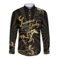 Personalized Louisiana Horse Racing Long Sleeve Button Shirt 113th Anniversary Magnolia Blossom