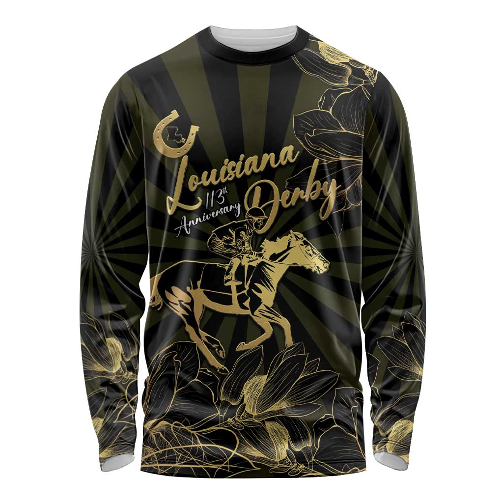 Personalized Louisiana Horse Racing Long Sleeve Shirt 113th Anniversary Magnolia Blossom