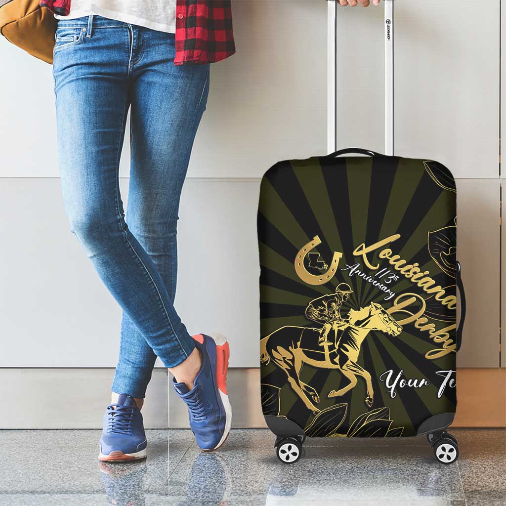 Personalized Louisiana Horse Racing Luggage Cover 113th Anniversary Magnolia Blossom