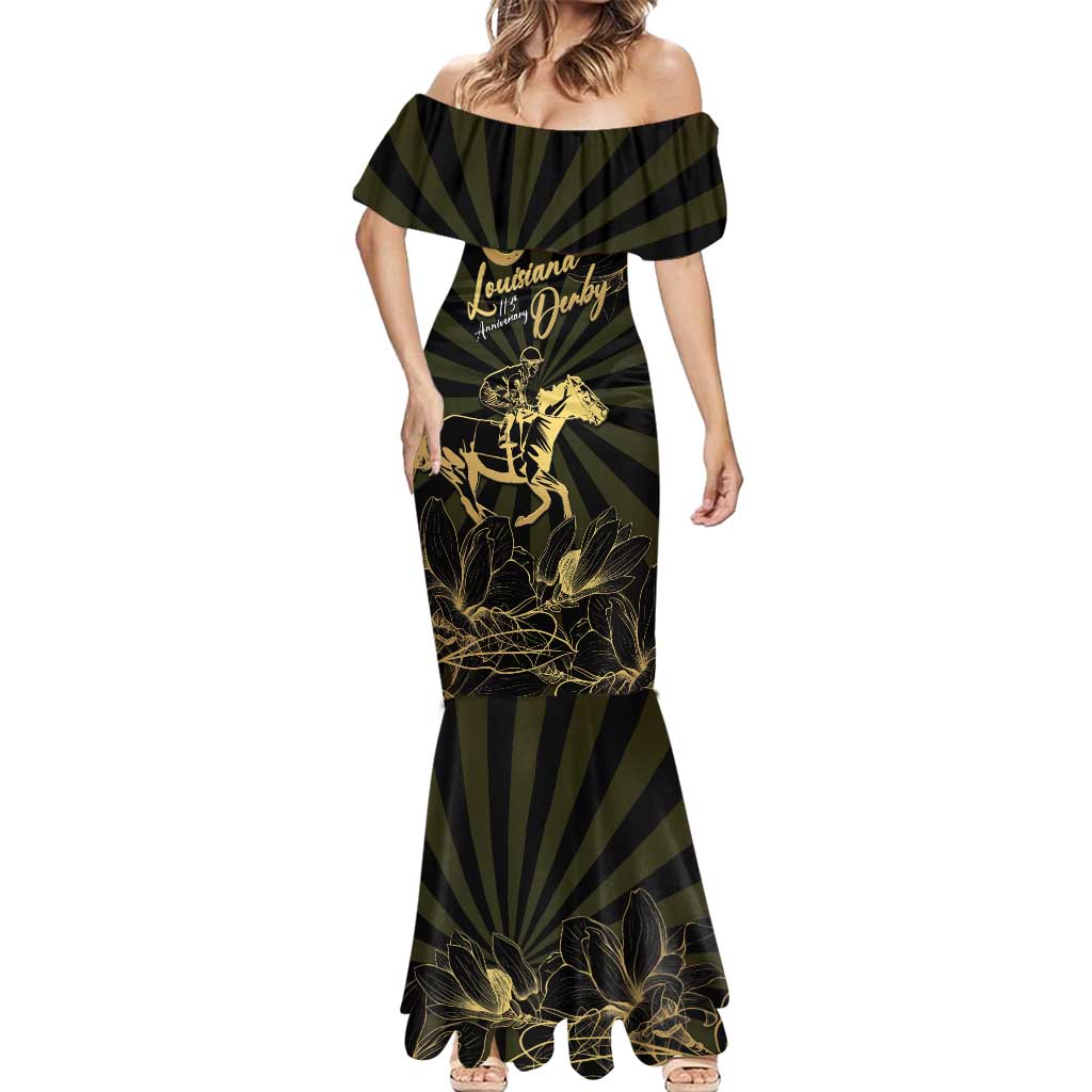 Personalized Louisiana Horse Racing Mermaid Dress 113th Anniversary Magnolia Blossom