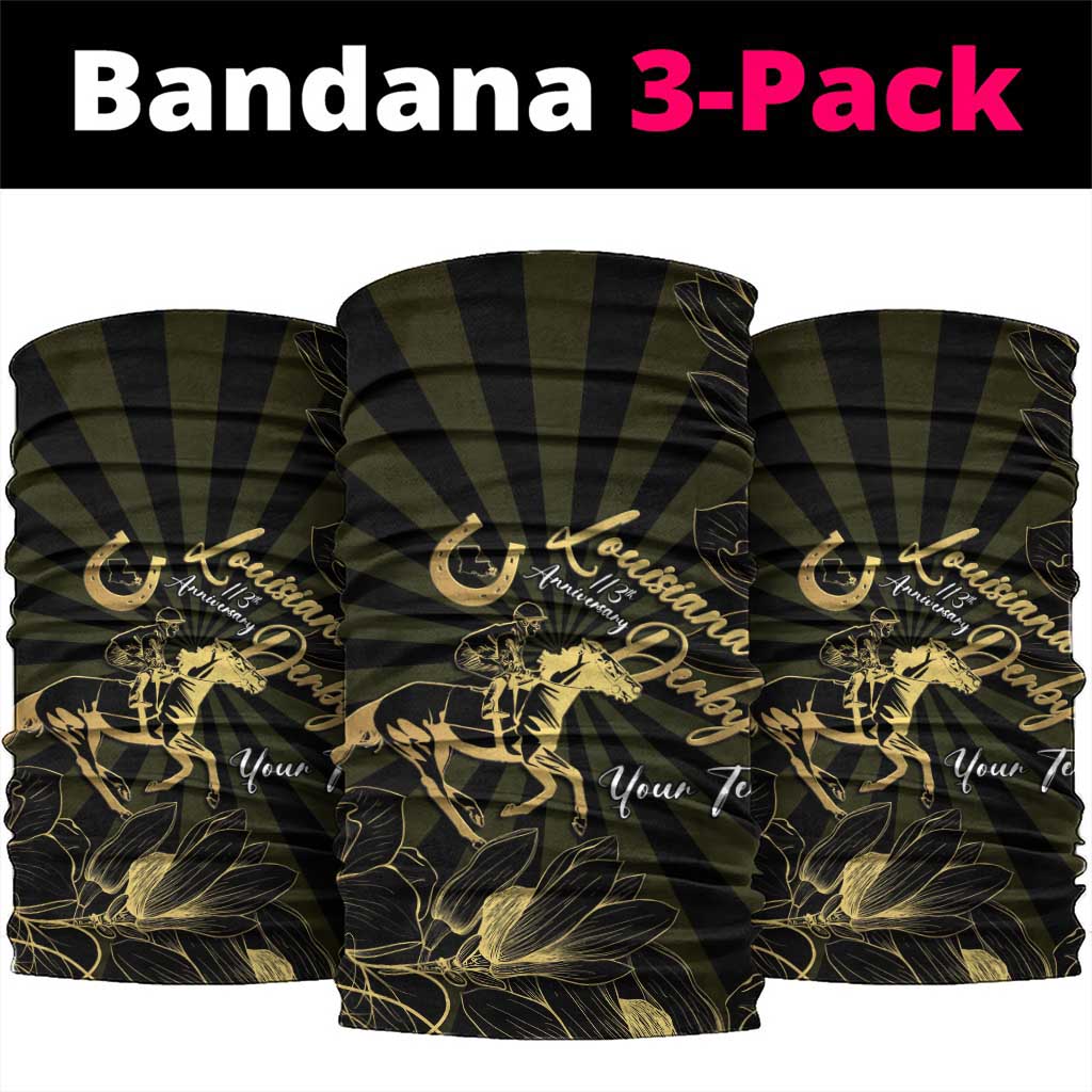 Personalized Louisiana Horse Racing Neck Gaiter 113th Anniversary Magnolia Blossom