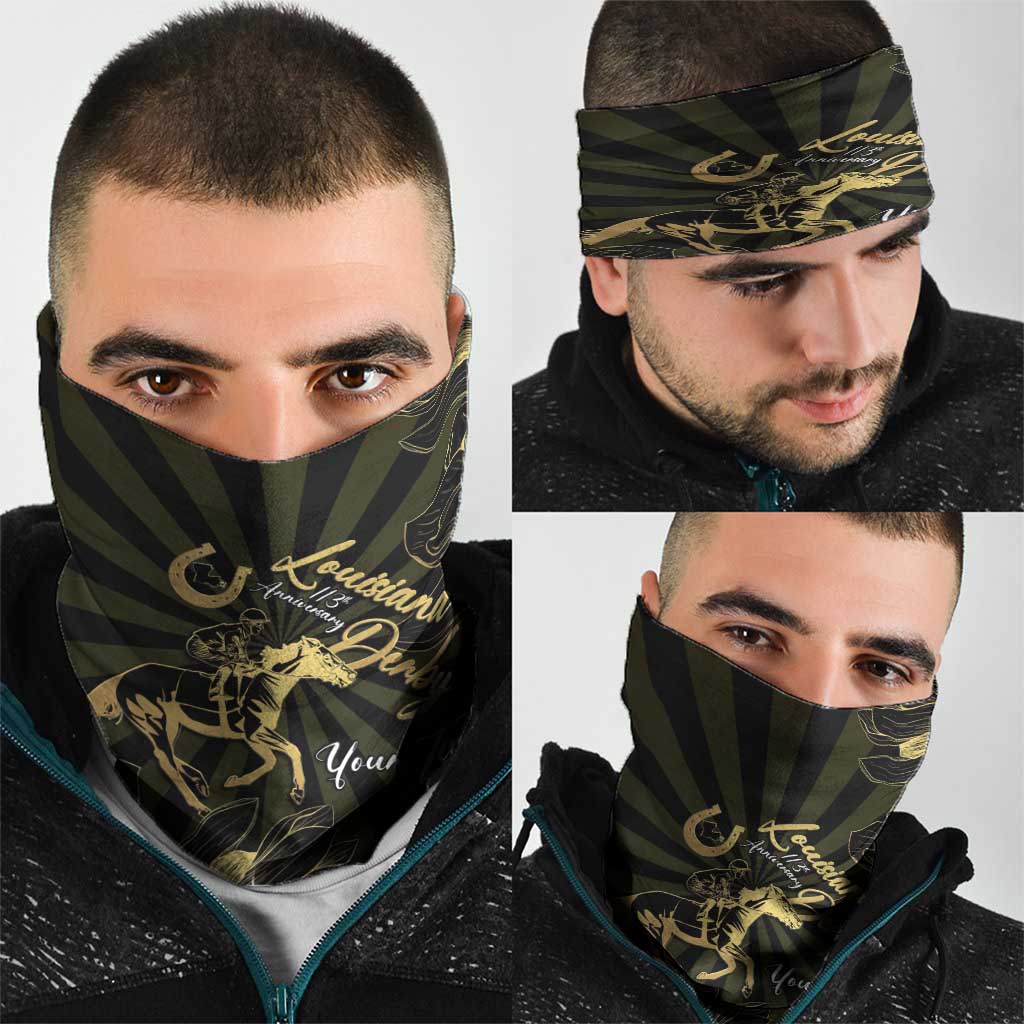 Personalized Louisiana Horse Racing Neck Gaiter 113th Anniversary Magnolia Blossom